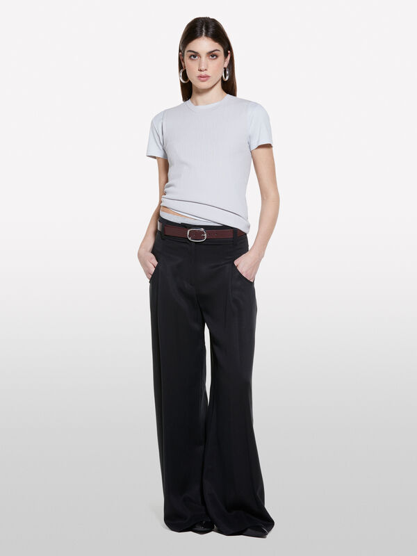 Pantaloni fluidi neri - pantaloni palazzo da donna | Sisley