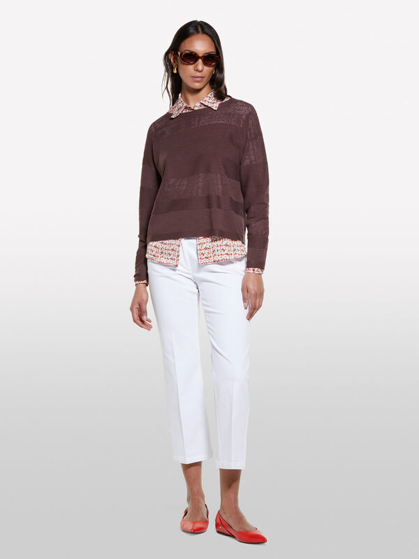 Maglia marrone con scollo a barca - maglie scollo a barchetta da donna | Sisley