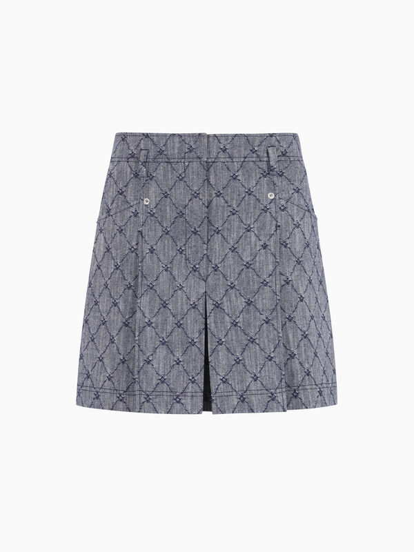 Gonna corta jacquard blu scuro - minigonne donna | Sisley K