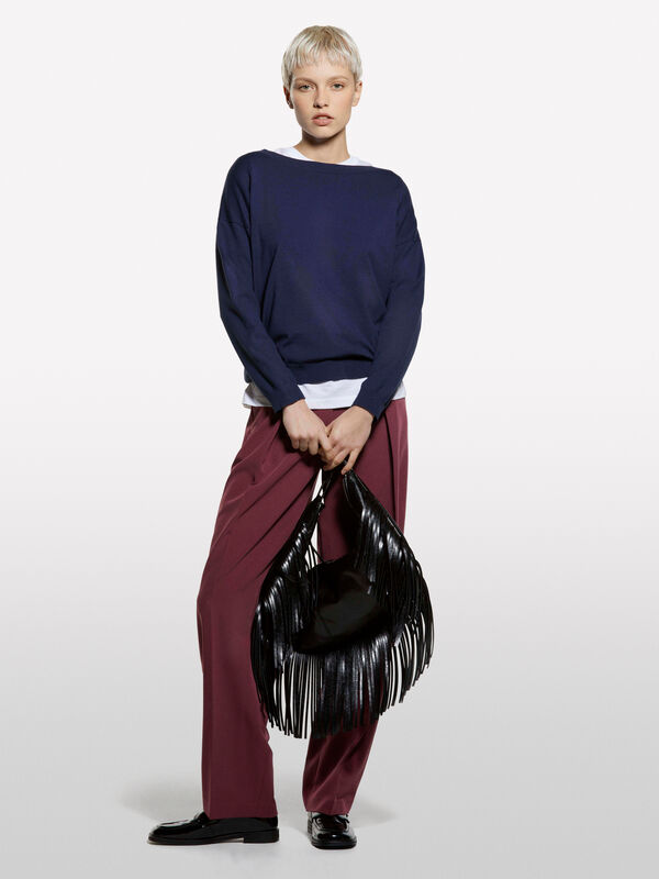 Maglia blu marino con scollo a barca - maglie scollo a barchetta da donna | Sisley