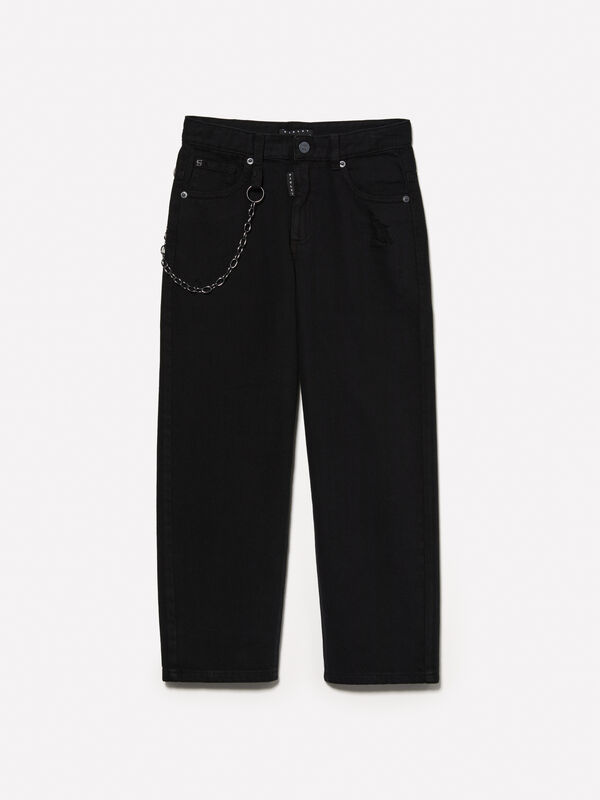 Jeans nero loose fit con catena - jeans da bambino | Sisley Young