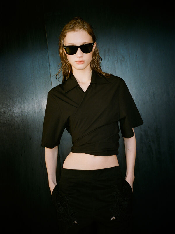 Camicia nera incrociata - camicie da donna | Sisley