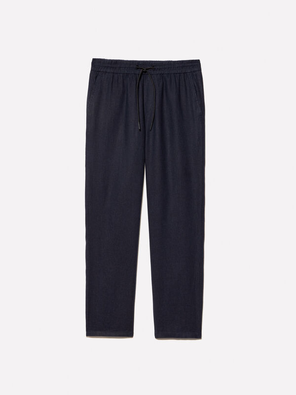 Joggers blu scuro 100% lino Joggers blu scuro 100% lino - pantaloni joggers da uomo | Sisley