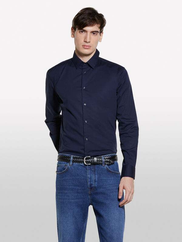 Camicia slim fit blu scuro - camicie slim fit da uomo | Sisley