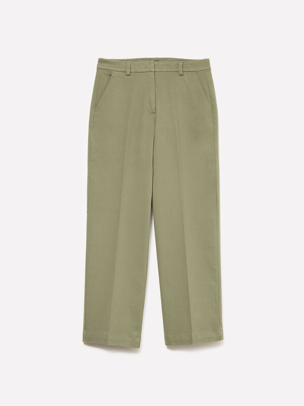 Pantaloni verde scuro a vita alta - pantaloni regular da donna | Sisley