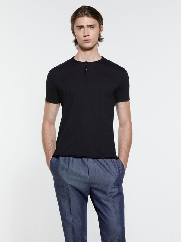 T-shirt serafino nera - t-shirt a manica corta da uomo | Sisley