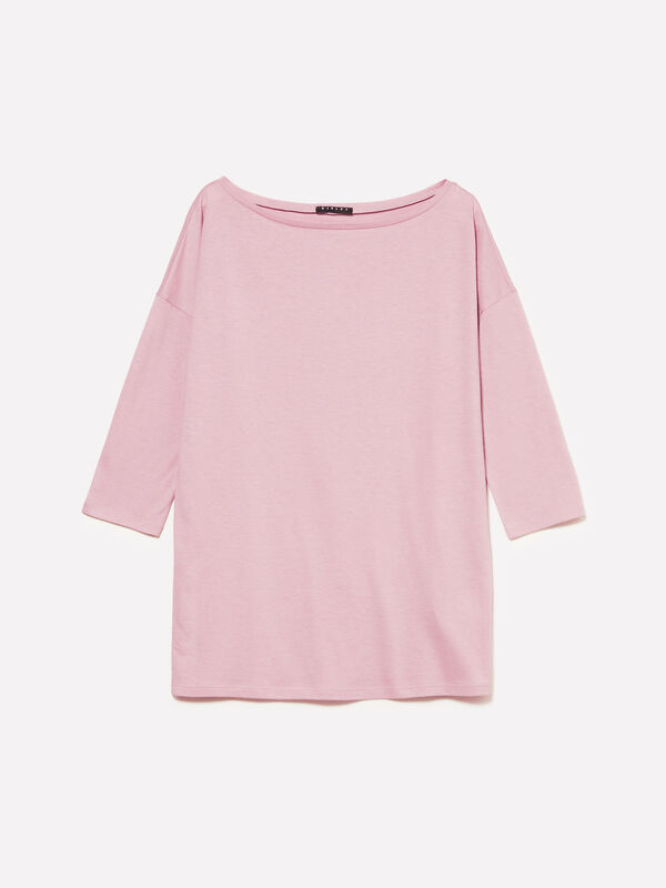T-shirt malva con scollo a barca - t-shirt a manica lunga da donna | Sisley