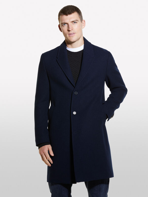 Cappotto lungo monopetto blu scuro - cappotti da uomo | Sisley