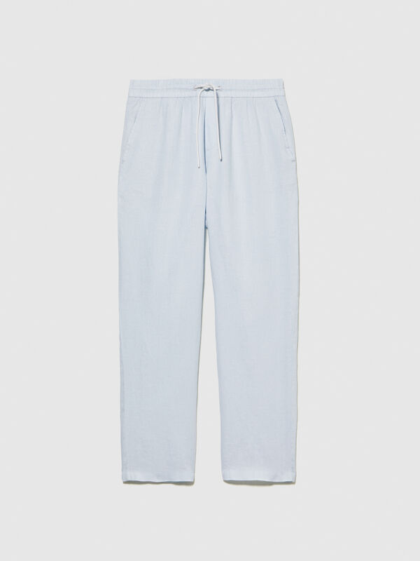 Joggers azzurro chiaro 100% lino Joggers azzurro chiaro 100% lino - pantaloni joggers da uomo | Sisley