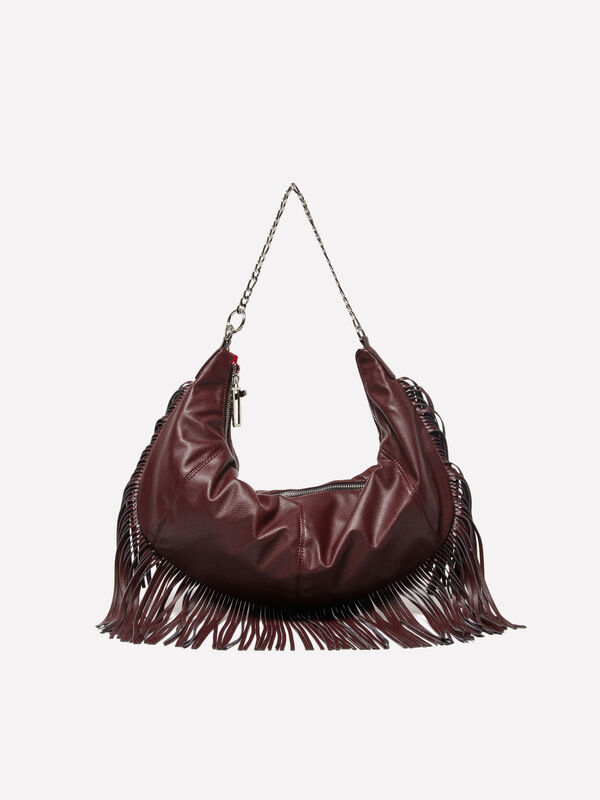 Borsa bordeaux con frange - borse a tracolla e a spalla da donna | Sisley