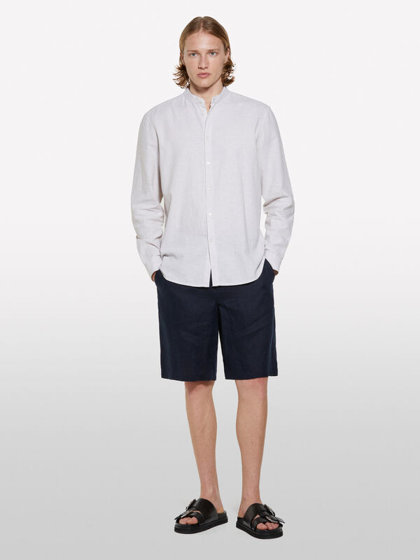 Camicia alla coreana beige - camicie regular da uomo | Sisley