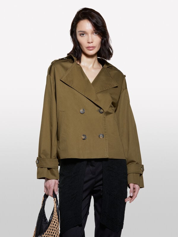 Trench corto verde militare - trench e impermeabili da donna | Sisley