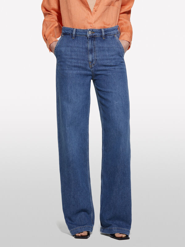Jeans wide fit scuro - jeans palazzo da donna | Sisley