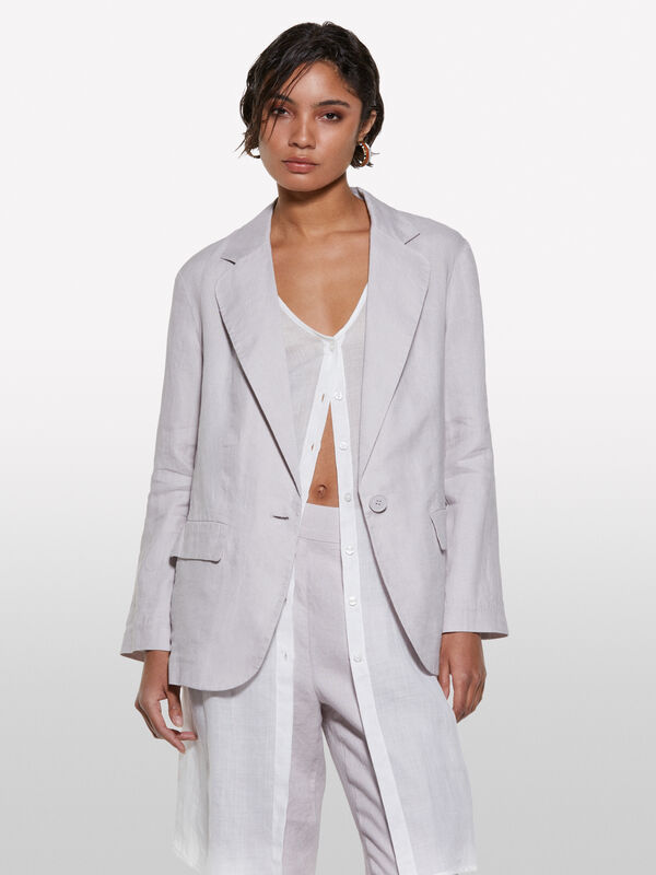 Blazer grigio 100% lino - blazer da donna | Sisley