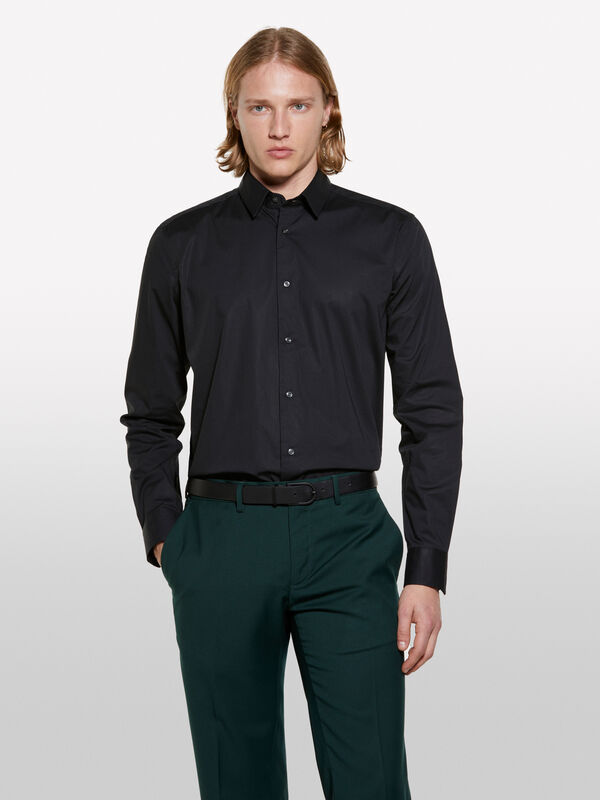 Camicia slim fit nera - camicie slim fit da uomo | Sisley