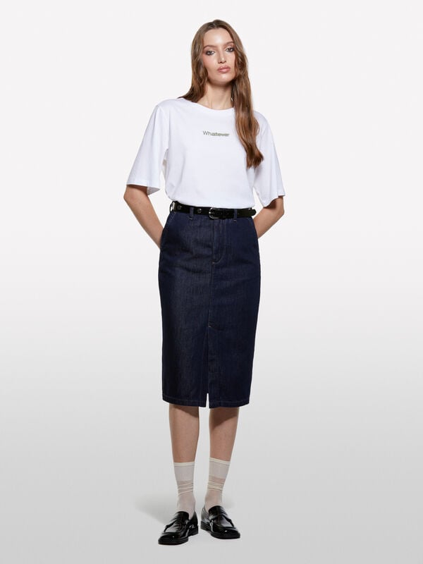 T-shirt bianca con stampa lettering T-shirt bianca con stampa lettering - t-shirt a manica corta da donna | Sisley