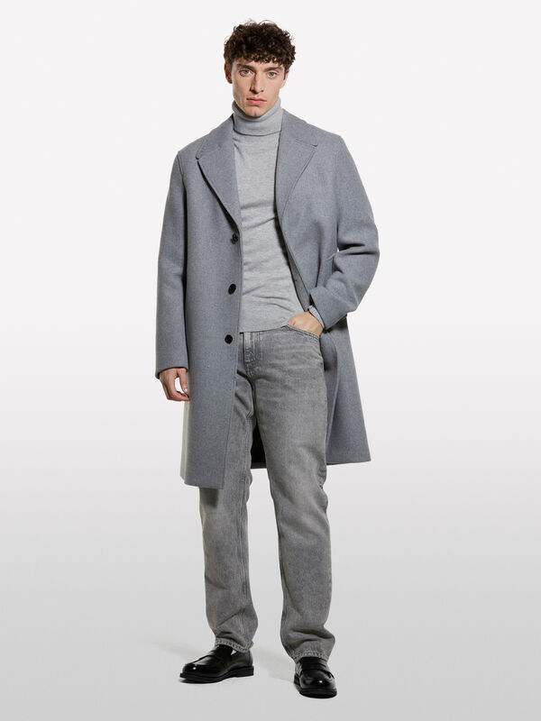 Maglia grigio regular fit con collo alto - maglie collo alto da uomo | Sisley
