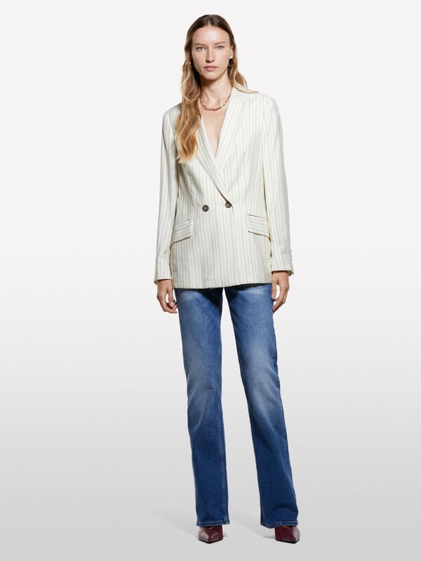 Blazer bianco panna a righe Blazer bianco panna a righe - blazer da donna | Sisley