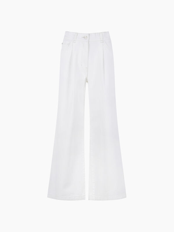 Pantaloni a zampa in denim color crema - sisley k donna | Sisley K