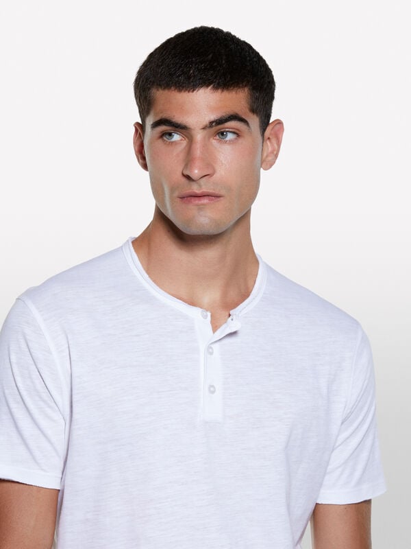 T-shirt serafino bianca - t-shirt a manica corta da uomo | Sisley