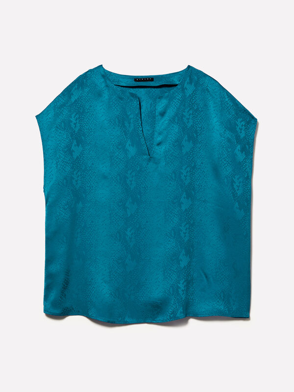 Blusa jacquard verde ottanio - bluse da donna | Sisley