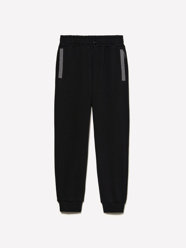 Joggers in felpa neri con contrasto - pantaloni da bambino | Sisley Young