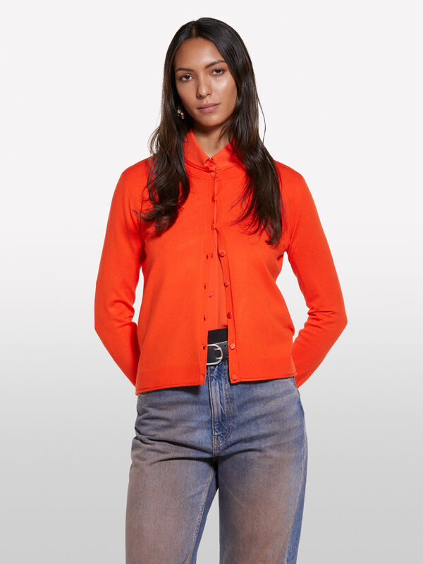 Cardigan arancione regular fit  - cardigan da donna | Sisley