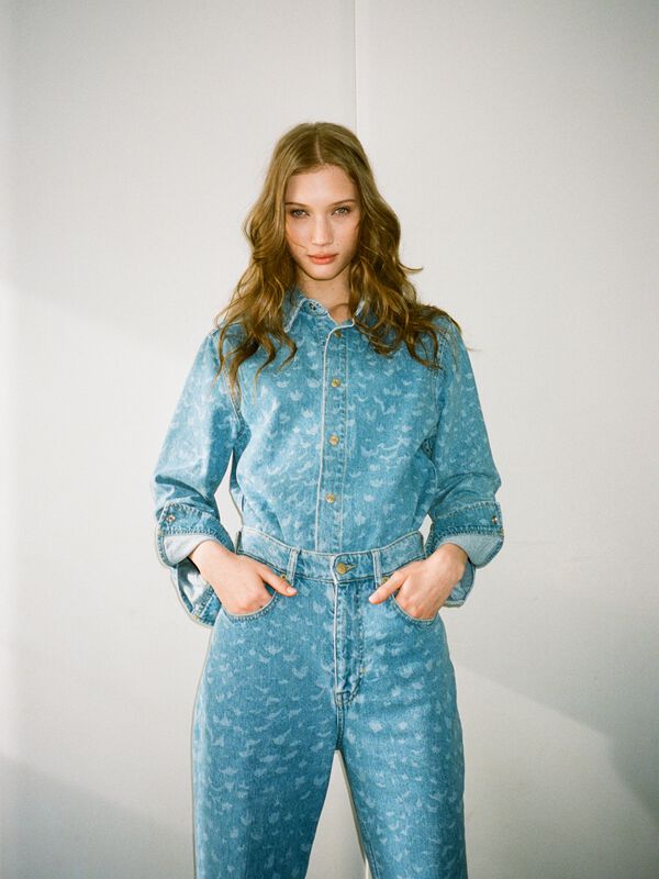Camicia di jeans stampata - camicie da donna | Sisley