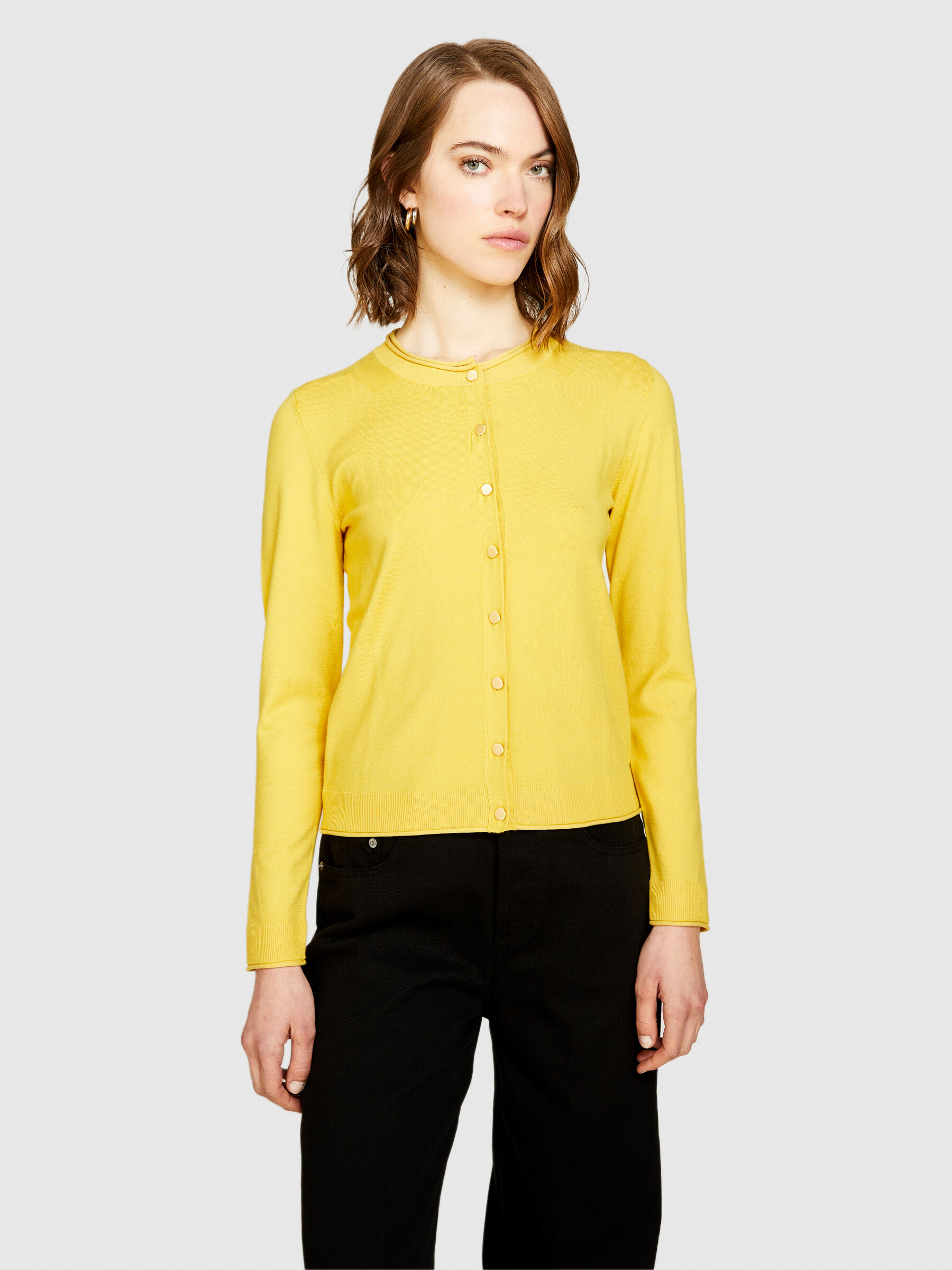 Cardigan top giallo donna