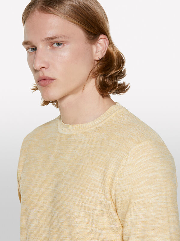 Maglia mélange gialla - maglie girocollo da uomo | Sisley