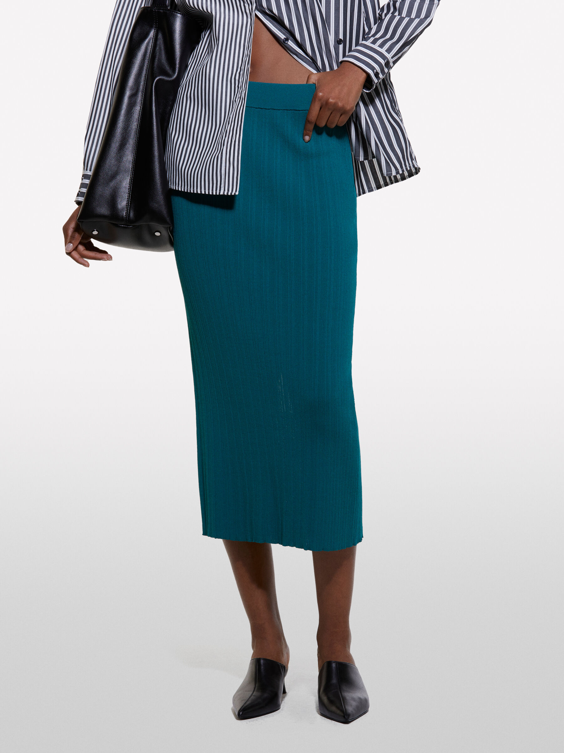 Gonna midi verde ottanio in maglia Verde Ottanio Sisley