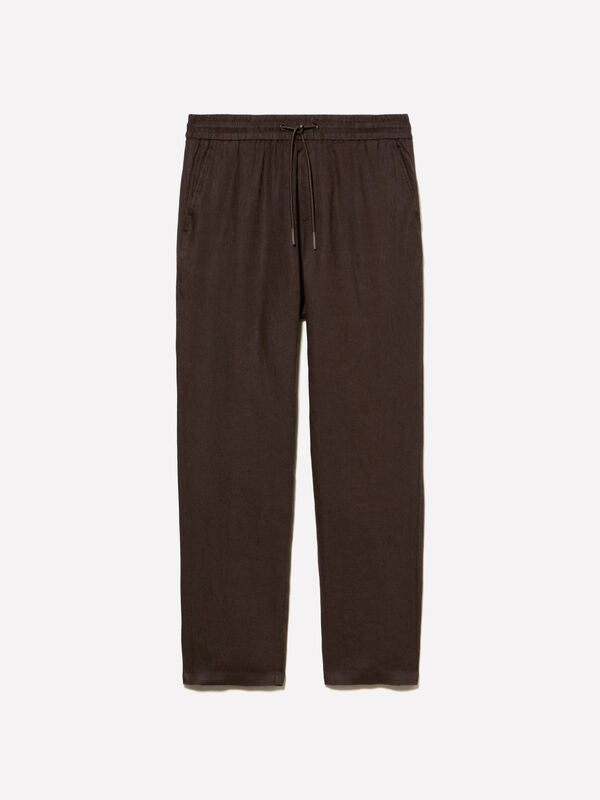 Joggers marrone scuro 100% lino Joggers marrone scuro 100% lino - pantaloni joggers da uomo | Sisley