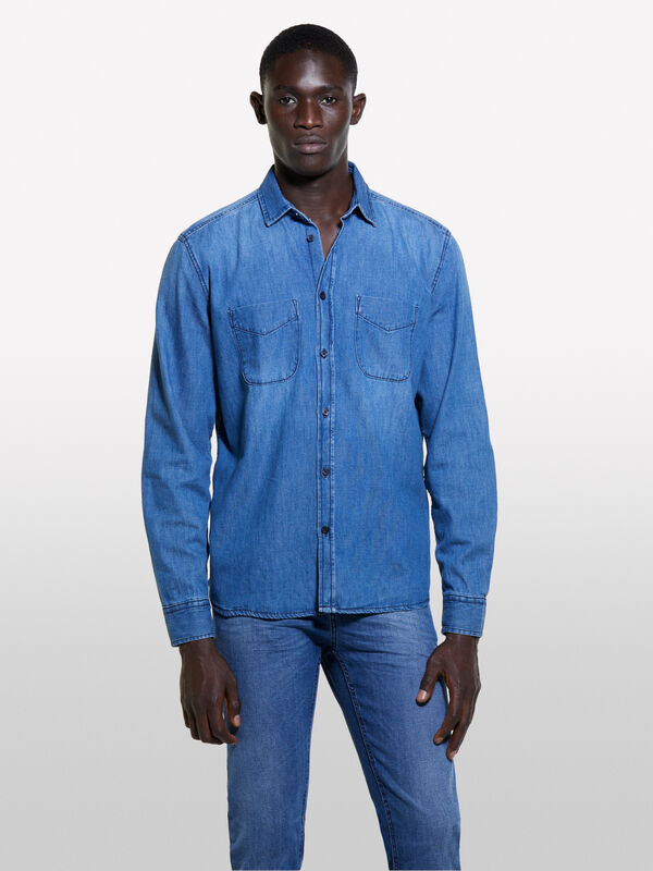 Camicia di jeans blu regular fit - camicie regular da uomo | Sisley