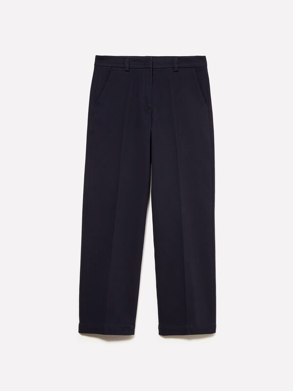 Pantaloni blu scuro a vita alta - pantaloni regular da donna | Sisley