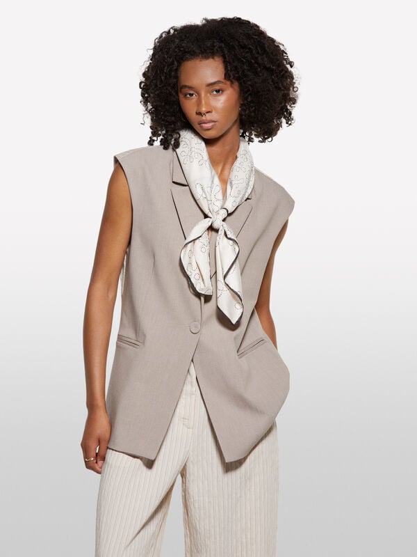 Gilet beige con contrasto rigato - gilet e smanicati da donna | Sisley