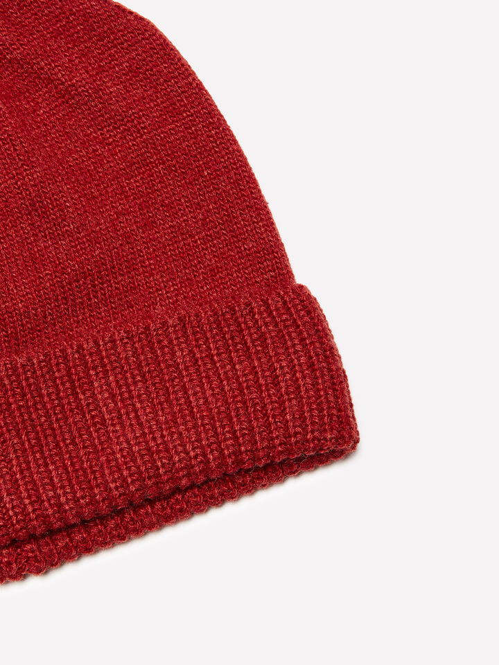 Cappello rosso mattone in misto cashmere, Rosso Sisley