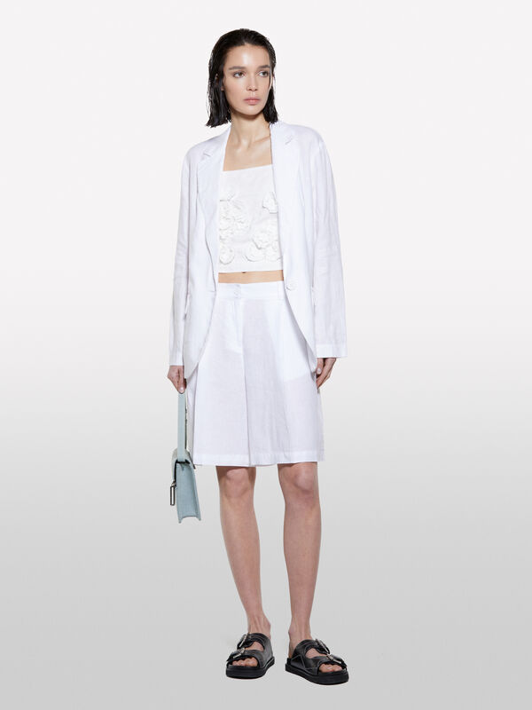 Bermuda bianchi in 100% lino - pantaloni shorts da donna | Sisley