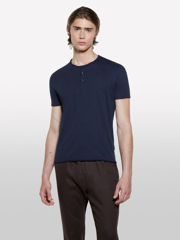 T-shirt serafino blu - t-shirt a manica corta da uomo | Sisley