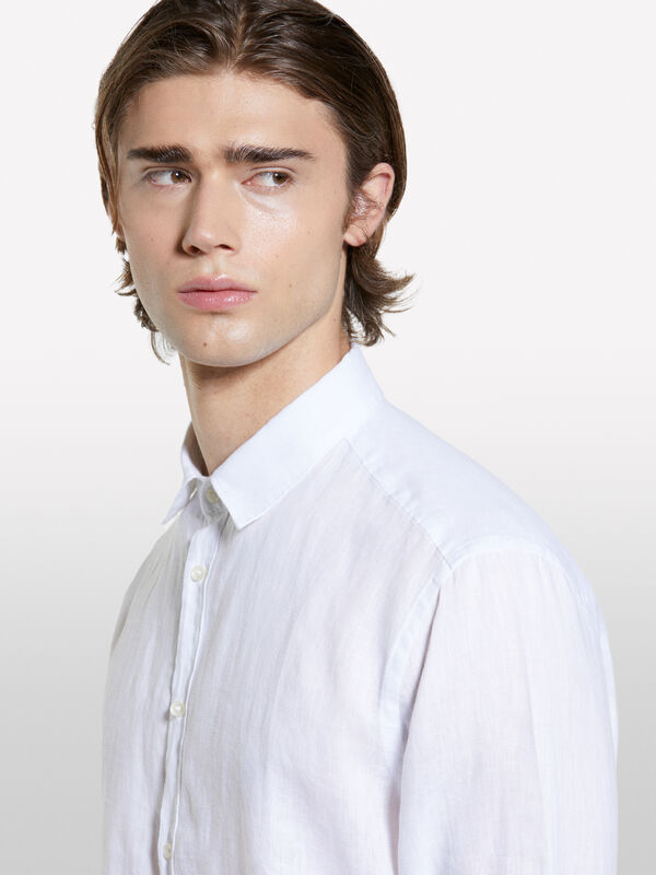 Camicia bianca 100% lino - camicie regular da uomo | Sisley