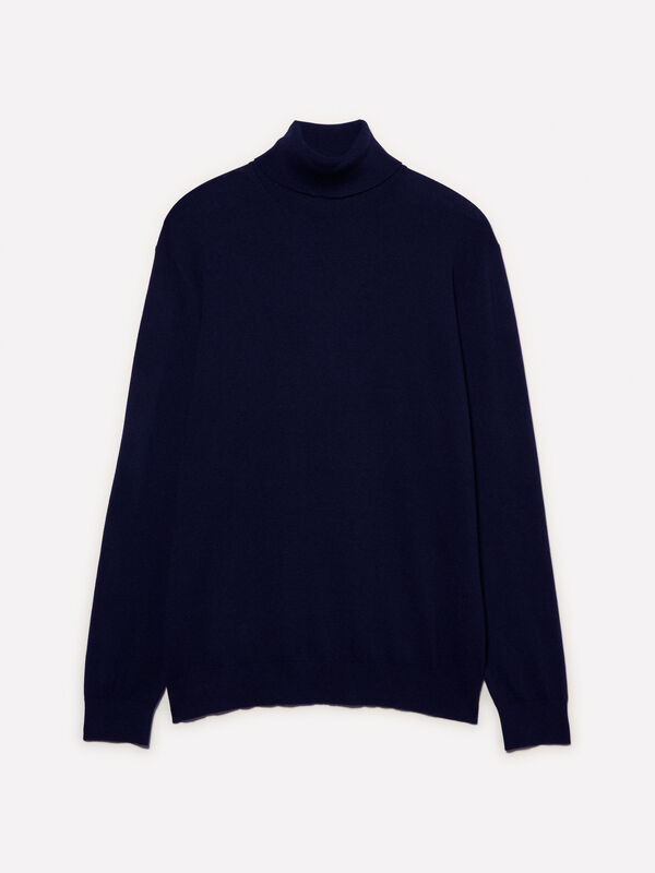 Maglia blu scuro con collo alto Maglia blu scuro con collo alto - maglie collo alto da uomo | Sisley
