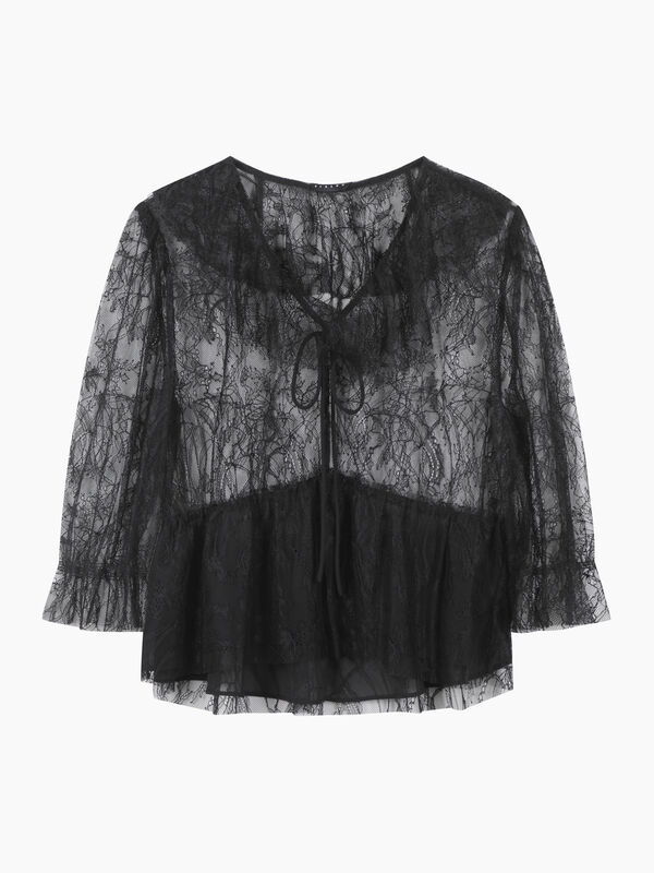 Camicetta trasparente in pizzo nero - sisley k bluse | Sisley K