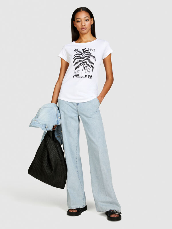 T-shirt slim fit con stampa - t-shirt a manica corta da donna | Sisley
