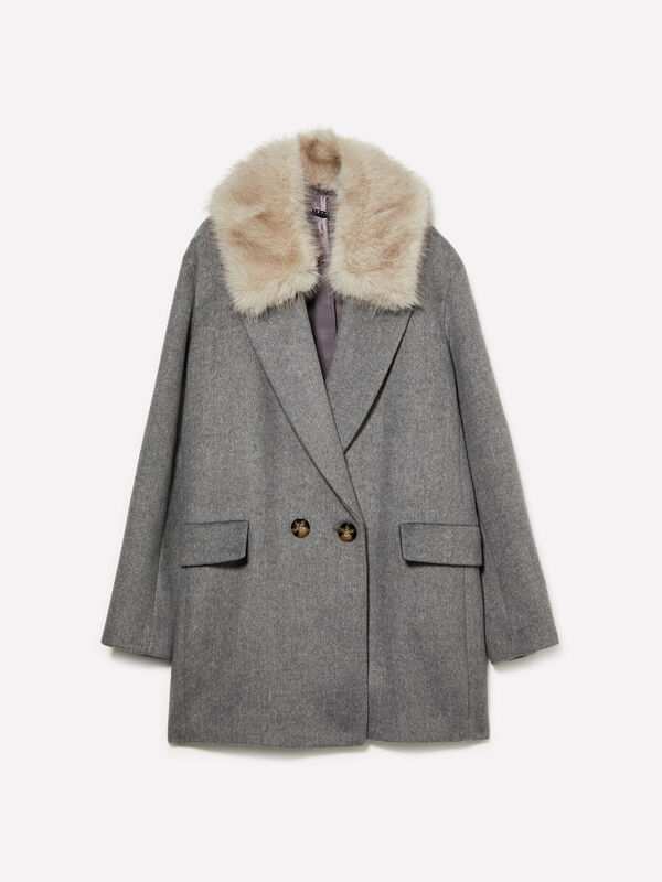 Cappotto midi con collo a contrasto - cappotti da donna | Sisley