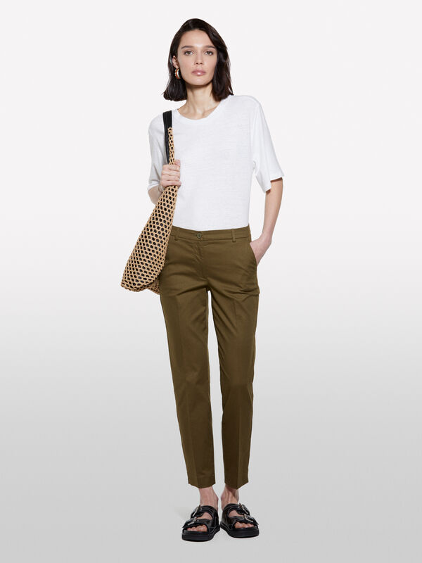 Chino verde militare regular fit  - pantaloni chino da donna | Sisley