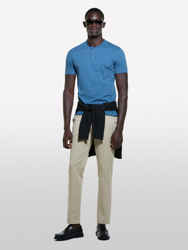 T-shirt serafino blu - t-shirt a manica corta da uomo | Sisley