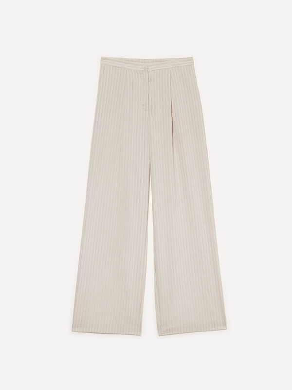 Pantaloni bianco panna rigati - pantaloni palazzo da donna | Sisley