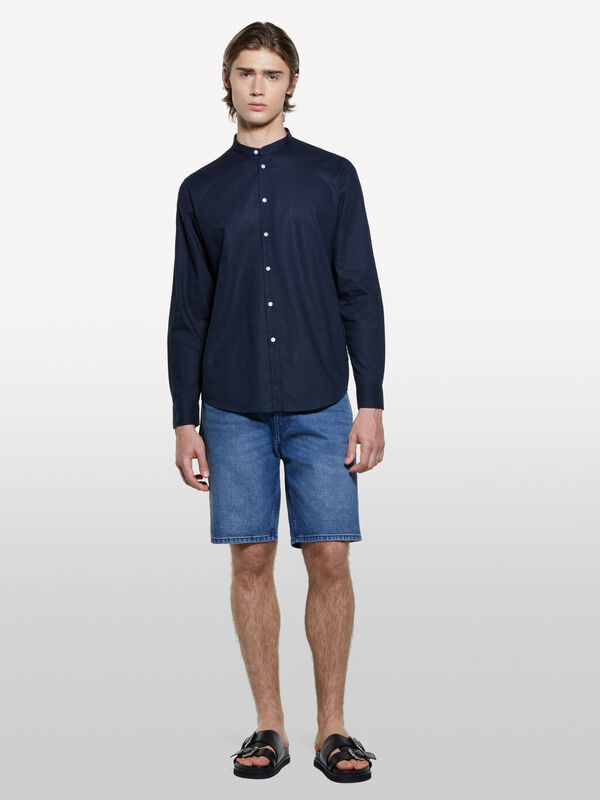 Camicia alla coreana blu scuro Camicia alla coreana blu scuro - camicie regular da uomo | Sisley
