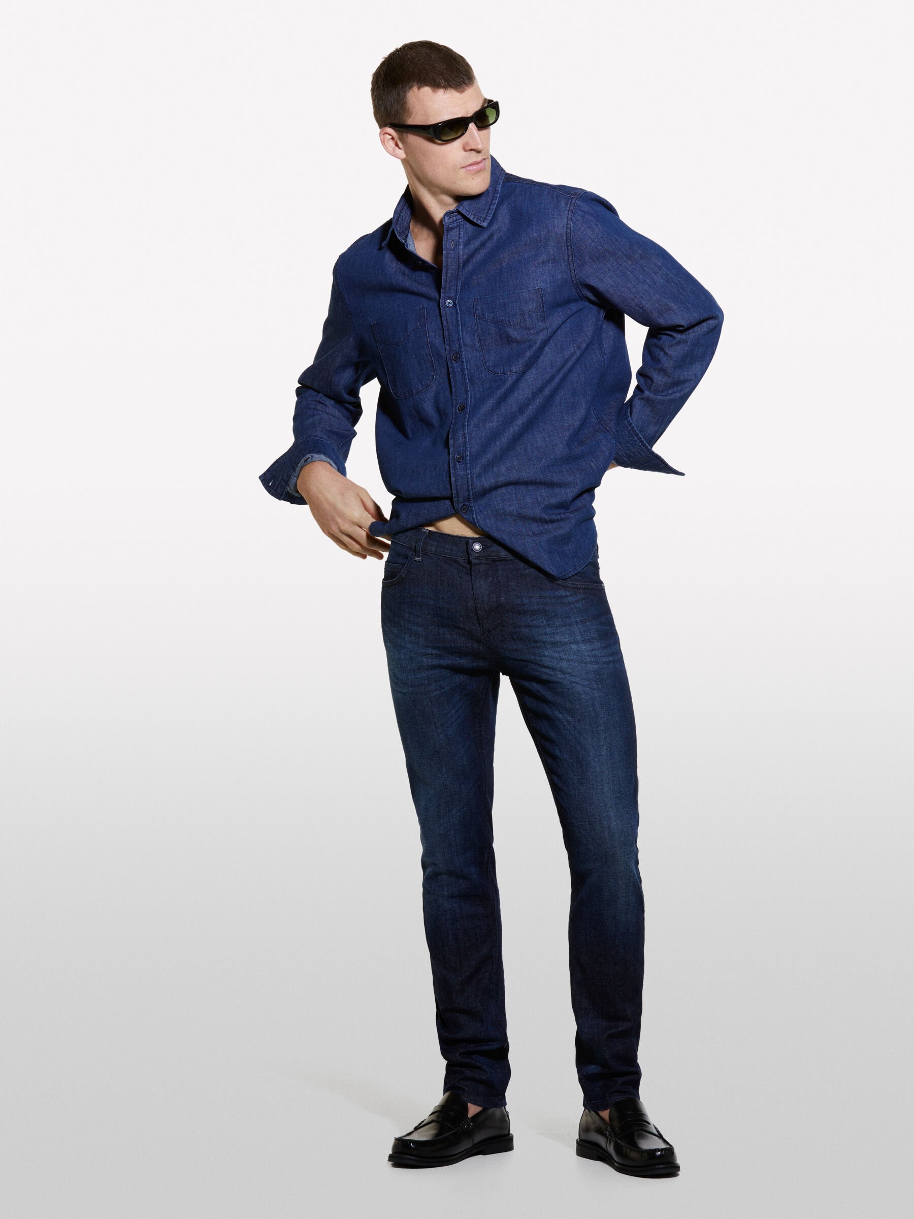 Camicia blu jeans new arrivals