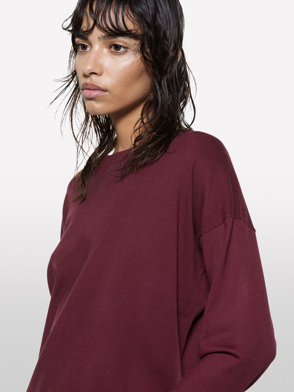 Maglia bordeaux con scollo a barca - maglie scollo a barchetta da donna | Sisley