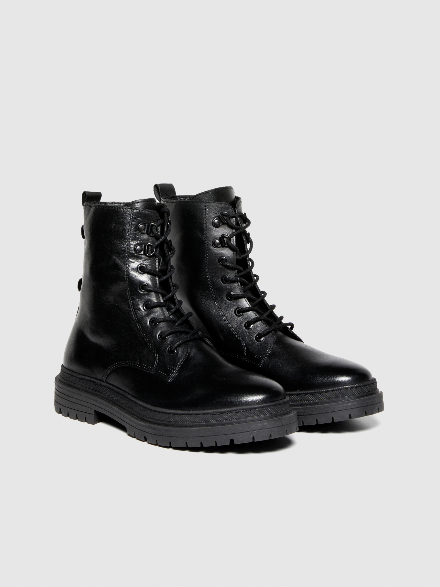 Sisley - Heavy-duty Boots In 100% Leather, Man, Black, Size: 43